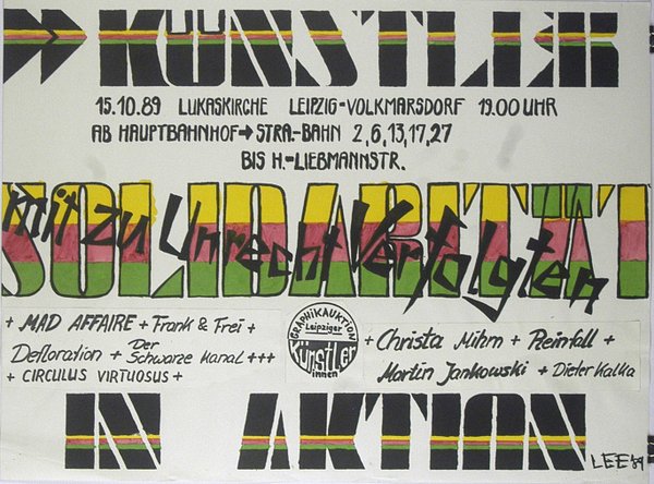 Ausstellungsplakat - Künstler in Aktion - Solidarität mit zu Unrecht Verfolgten 1989